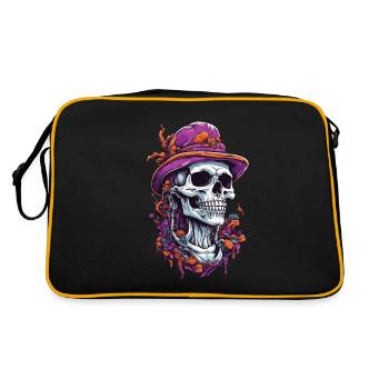 Skull Psychedelic Art Goa Trance Mushrooms - Retro Bag - black/gold - Back