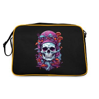 Art psychédélique et champignons des bois tête de mort Design - Sac Retro - noir/or - Dos