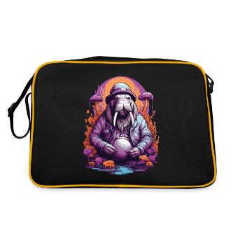 Vivid Colors Woodland Mushrooms Psychedelic Art - Retro Bag - black/gold - Back