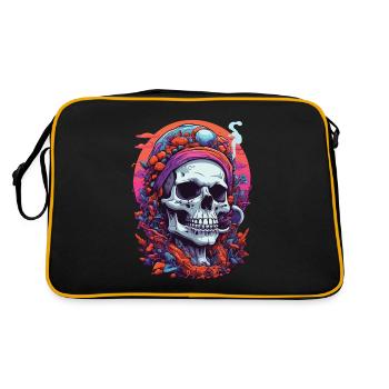 Psychedelic Skull Forest Mushrooms Goa Trance Art - Retro Bag - black/gold - Back
