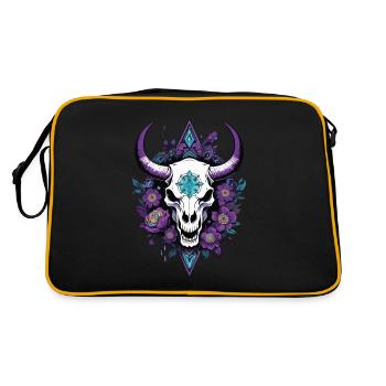 Bull Skull Feather Mandala Spiritual Design - Retro Bag - black/gold - Back