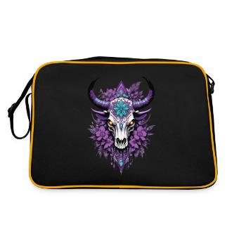 Bull Skull Feather Mandala Spiritual Design - Retro Bag - black/gold - Back