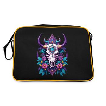 Bull Skull Feather Mandala - Retro Bag - black/gold - Back