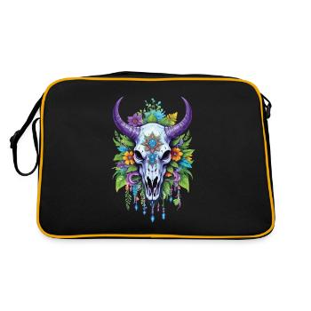 Spiritual Mandala with Bull Skull - Retro Bag - black/gold - Back