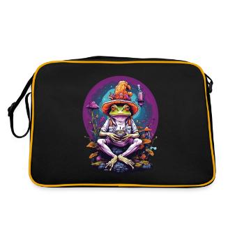 Grenouille psychédélique Art forêt champignons Festival de musique - Sac Retro - noir/or - Dos