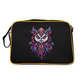 Owl Spiritual Mandala Animal Dream Catcher Design - Retro Bag - black/gold - Back