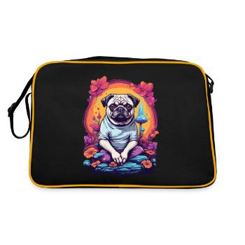 Pug Dog Festival de musique de champignons forestiers psychédéliques - Sac Retro - noir/or - Dos