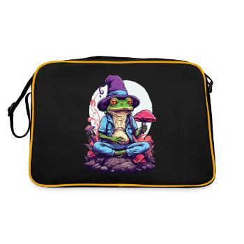Magic Frog Psychedelic Art Forest Mushrooms - Retro Bag - black/gold - Back