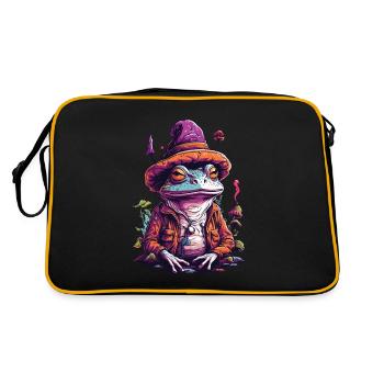 Magic Frog Psychedelic Forest Mushrooms Music - Retro Bag - black/gold - Back