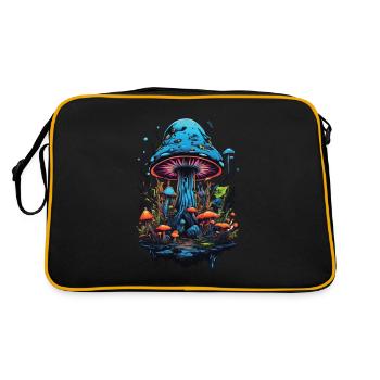 Couleurs vibrantes Champignons forestiers Psychédélique Goa Trance - Sac Retro - noir/or - Dos