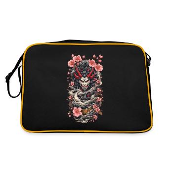 Fleur de cerisier Yokai Oni Esthétique Japon Design - Sac Retro - noir/or - Dos
