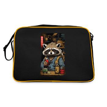 Raton laveur saké japonais et Art Vintage - Sac Retro - noir/or - Dos