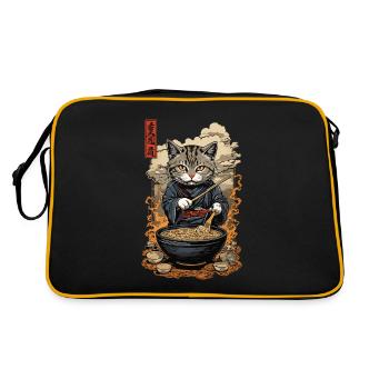 Chat Esthétique Ramen Soupe de nouilles Streetwear - Sac Retro - noir/or - Dos