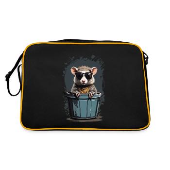 Coole Beutelratte Lustige Mülltonnen Bewohner - Retro Tasche - Schwarz/Gold - Hinten