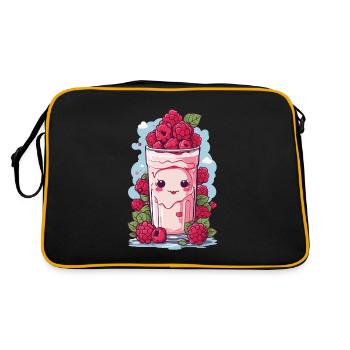 Raspberries Cute Milkshake Kawaii Anime Fun - Retro Bag - black/gold - Back