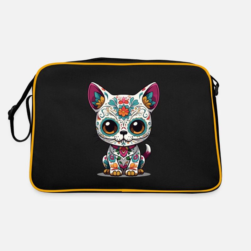Kawaii Cat Iconic Sugar Skull Mexico Retro Bag