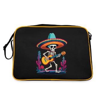 Skeleton Mexican Mariachi Guitar Player - Retro Bag - black/gold - Back