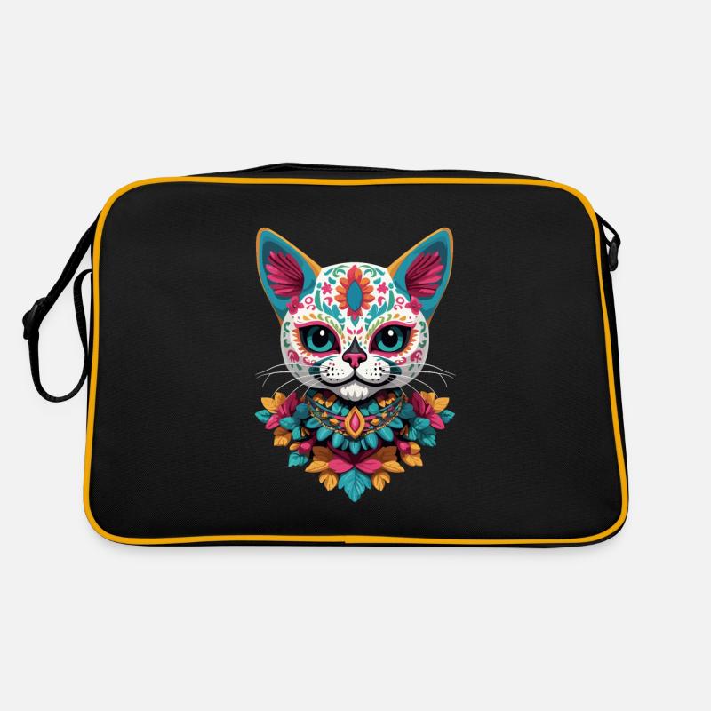 Cat Iconic Sugar Skull Mexican Festivals Retro Bag