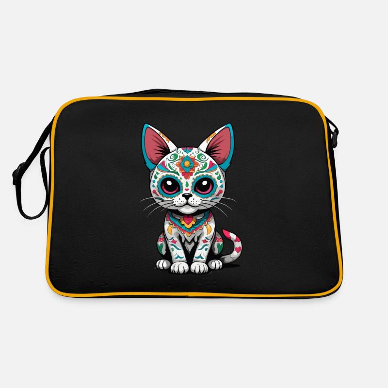 Design emblématique de chat du Mexique Sugar Skull Sac Retro