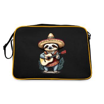 Sloth, Mariachi, Mexico, Music, Fiesta - Retro Bag - black/gold - Back