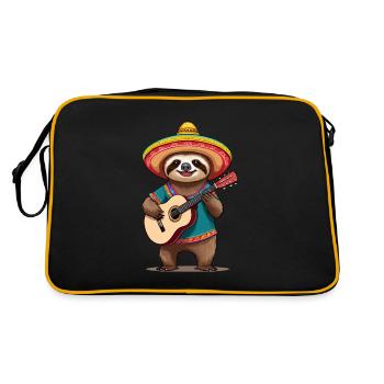 Sloth Mariachi Mexico Guitar Fiesta - Retro Bag - black/gold - Back
