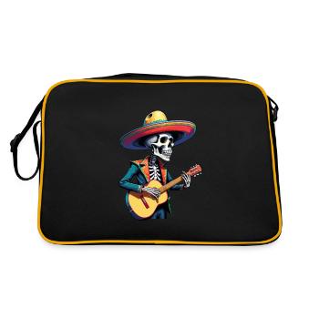 Mexican Mariachi Skeleton Guitarist Fiesta - Retro Bag - black/gold - Back