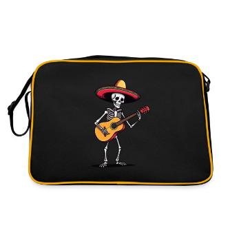 Mexican Mariachi Guitar Skeleton Fiesta - Retro Bag - black/gold - Back