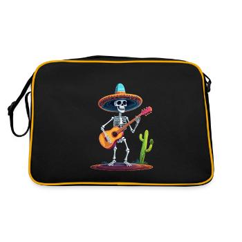 Mexican Mariachi Skeleton Guitarist Fiesta - Retro Bag - black/gold - Back