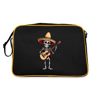 Mexican Mariachi Skeleton Guitarist Fiesta - Retro Bag - black/gold - Back