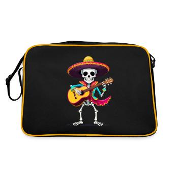 Mexican Mariachi Skeleton Guitarist Fiesta - Retro Bag - black/gold - Back