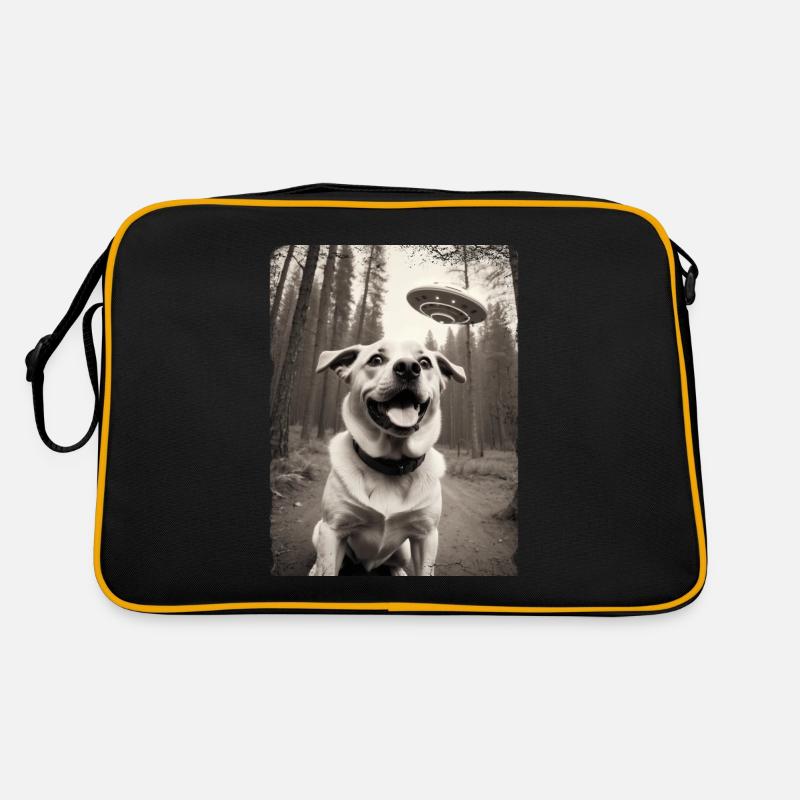 Dogs Selfie with Alien Spaceship Design Retro Bag