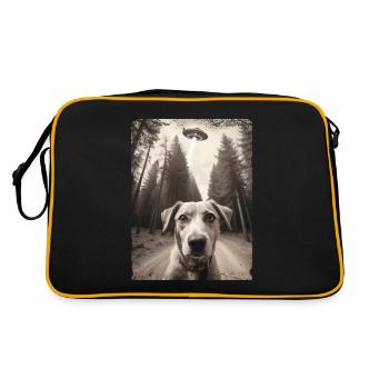 Selfie de chiens avec la conception d’un vaisseau spatial extraterrestre - Sac Retro - noir/or - Dos