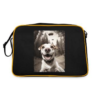 Dogs Selfie With Alien Spaceship - Retro Bag - black/gold - Back