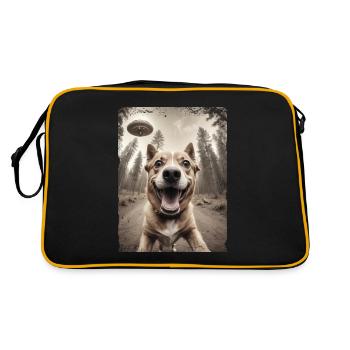 Dogs Selfie Alien Spaceship Funny - Retro Bag - black/gold - Back