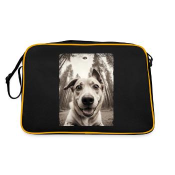 Dogs Selfie Alien Spaceship Funny - Retro Bag - black/gold - Back