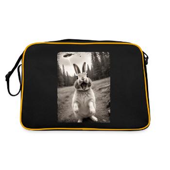 Funny Bunny Selfie Alien Spaceship - Retro Bag - black/gold - Back