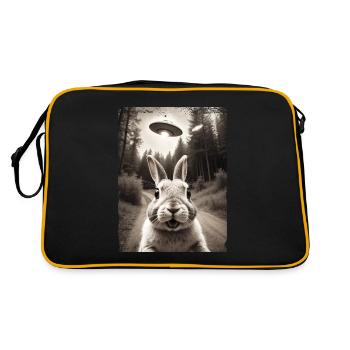 Funny Bunny Selfie Alien Spaceship - Retro Bag - black/gold - Back