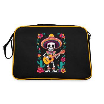 Mexican Mariachi Skeleton Guitarist Fiesta - Retro Bag - black/gold - Back