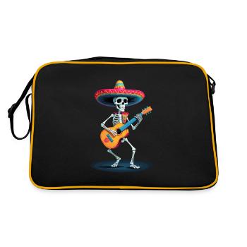 Mexican Mariachi Skeleton Guitar Music - Retro Bag - black/gold - Back