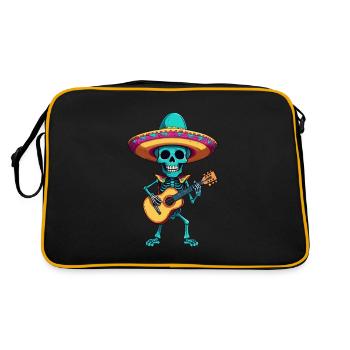 Mexican Mariachi Skeleton Guitarist Fiesta - Retro Bag - black/gold - Back