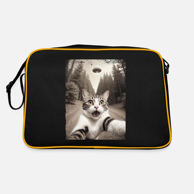 Vaisseau spatial extraterrestre Selfie de chat drôle Sac Retro