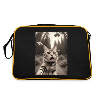 Cats Selfie with Alien Spaceship Design - Retro Bag - black/gold - Back