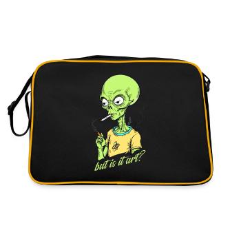 Lustiger Außerirdischer Spruch Aber Ist Es Kunst - Retro Tasche - Schwarz/Gold - Hinten