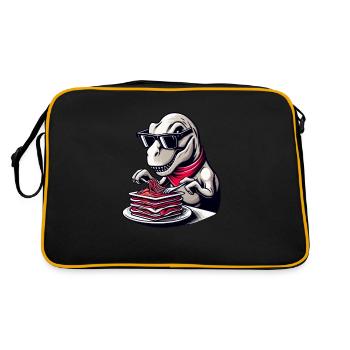 Dino T-Rex Lasagne Modern Elegant - Retro Tasche - Schwarz/Gold - Hinten