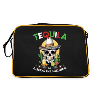 Lustiger Tequila Spruch Cinco De Mayo Design - Retro Tasche - Schwarz/Gold - Hinten