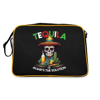 Lustiger Tequila Spruch Cinco De Mayo Mexiko - Retro Tasche - Schwarz/Gold - Hinten