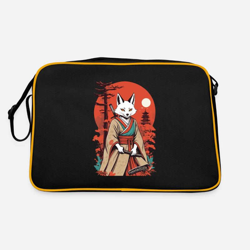Samurai Fox Japanese Kitsune Mask Design Retro Bag