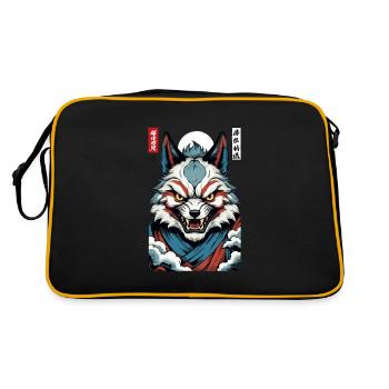 Masque Kitsune japonais vintage de style Ukiyo-E - Sac Retro - noir/or - Dos