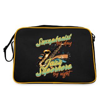 Saxophone Drôle Design Jazz Amateur de musique - Sac Retro - noir/or - Dos