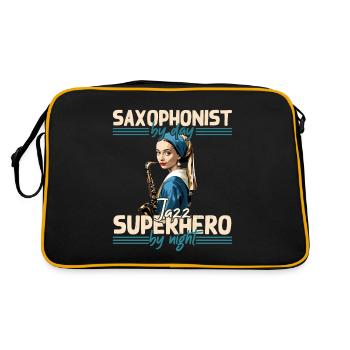 Saxophone Drôle Design Jazz Amateur de musique - Sac Retro - noir/or - Dos